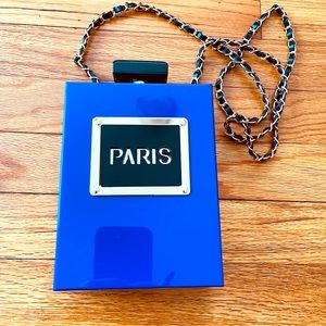 Royal Blue Paris Perfume Crossbody Bag - Hardshell Purse - Brand New